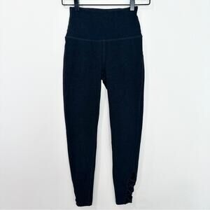 Beyond Yoga Spacedye Crossed High Waisted Midi Legging Gray Black Yoga Athletic